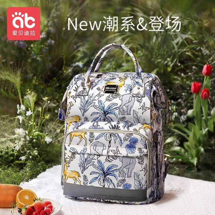 Waterproof Diaper Backpack - Blue - Trees & Deer