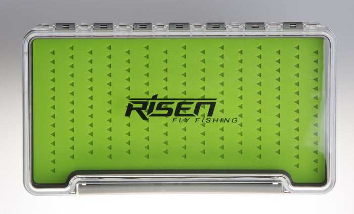 Waterproof fly boxes with green silicone insert