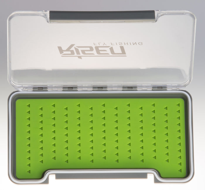 Waterproof fly boxes with green silicone insert