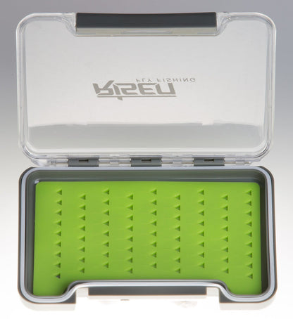 Waterproof fly boxes with green silicone insert