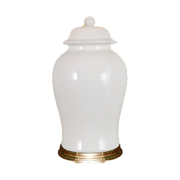 White Ginger Jar with Gold Base