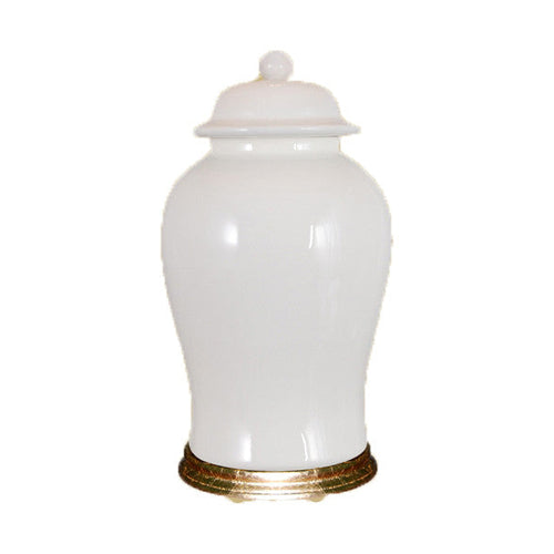 White Ginger Jar with Gold Base