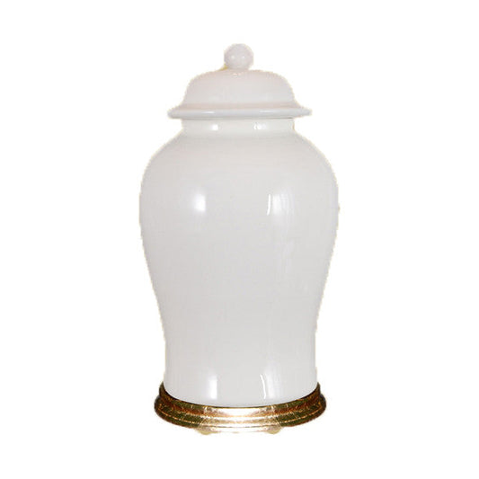 White Ginger Jar with Gold Base