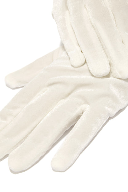 So Tempting Faux Velvet Gloves - White