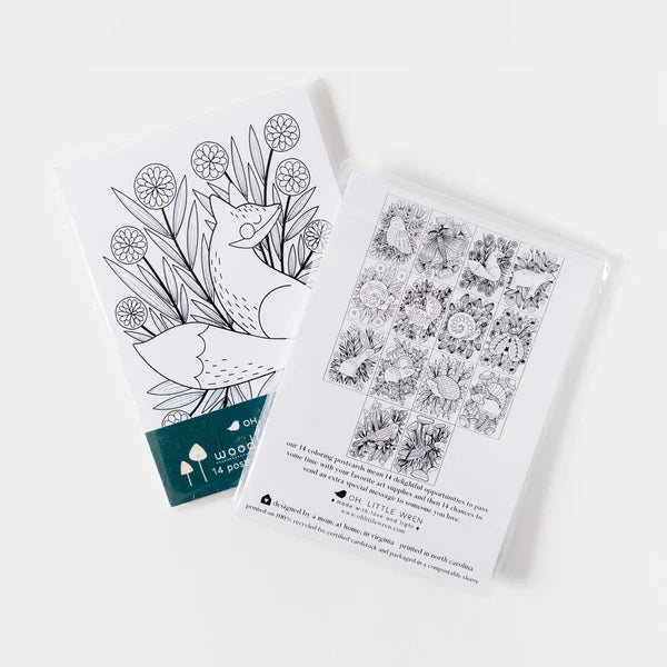 Woodland Friends Coloring Postcards