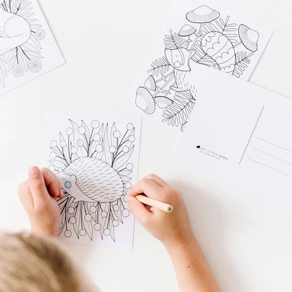 Woodland Friends Coloring Postcards