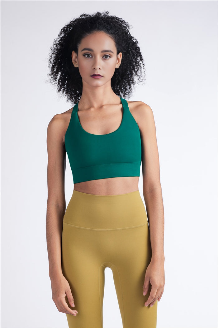 Y-Shaped Wide Shoulder Strap Sports Bra for Women